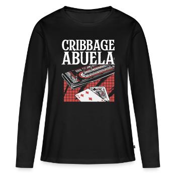 Cribbage Abuela Shirt Großmutter Oma - Frauen Premium Bio Langarmshirt - Schwarz - Vorne - Julia (174cm)