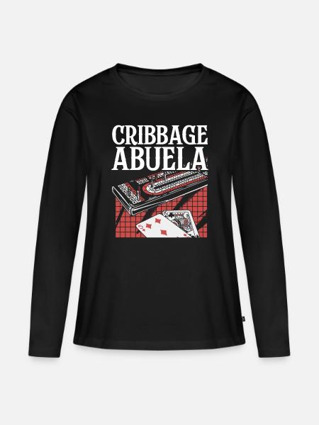 Cribbage Abuela Shirt Großmutter Oma - Frauen Premium Bio Langarmshirt - Schwarz