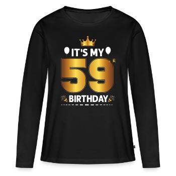 59e anniversaire 59 ans Joyeux anniversaire - T-shirt manches longues Premium bio Femme - noir - Devant - Julia (174cm)