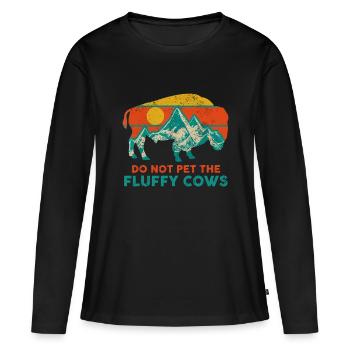 Ne caressez pas les vaches moelleuses drôle de bison national pa - T-shirt manches longues Premium bio Femme - noir - Devant - Julia (174cm)