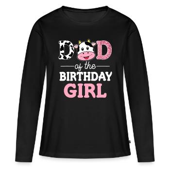 Vater der Geburtstagsfrau Idee Farm Kuh Papa Papst - Frauen Premium Bio Langarmshirt - Schwarz - Vorne - Julia (174cm)