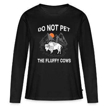 Ne caressez pas les vaches moelleuses drôle de bison cadeau jaune - T-shirt manches longues Premium bio Femme - noir - Devant - Julia (174cm)