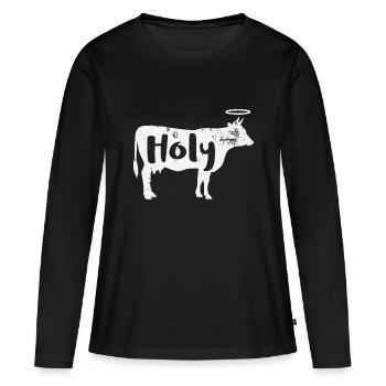 Holy Cow Funny Dairy Farmer Midwest Pridemakesgrea - Frauen Premium Bio Langarmshirt - Schwarz - Vorne - Julia (174cm)
