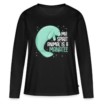 Mon animal spirituel est un lamantin vache de mer Oceanic Crea - T-shirt manches longues Premium bio Femme - noir - Devant - Julia (174cm)