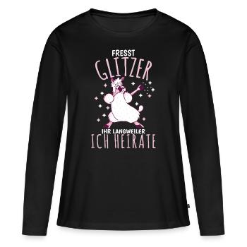 JGA - FRESST GLITZER IHR LANGWEILER ICH HEIRATE - Frauen Premium Bio Langarmshirt - Schwarz - Vorne - Julia (174cm)