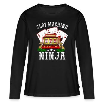 Kasino Glücksspiel Spielautomat Kartenspiel - Frauen Premium Bio Langarmshirt - Schwarz - Vorne - Julia (174cm)