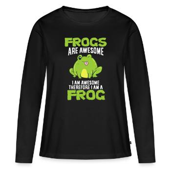 Lustige Frösche sind großartig Ich bin großartig, also bin ich - Frauen Premium Bio Langarmshirt - Schwarz - Vorne - Julia (174cm)