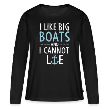 Cadeaux de croisière J’aime les gros bateaux et je ne peux pas Li - T-shirt manches longues Premium bio Femme - noir - Devant - Julia (174cm)