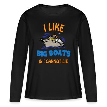 J’aime les gros bateaux et je ne peux pas mentir. Drôle de Cool Crui - T-shirt manches longues Premium bio Femme - noir - Devant - Julia (174cm)