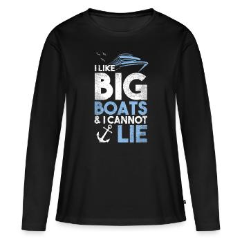 J’aime les gros bateaux et je ne peux pas mentir bateau de croisière - T-shirt manches longues Premium bio Femme - noir - Devant - Julia (174cm)
