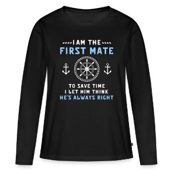 Premier lieutenant capitaine Je lui ai laissé penser qu’il est toujours gréé - T-shirt manches longues Premium bio Femme - noir - Devant - Julia (174cm)