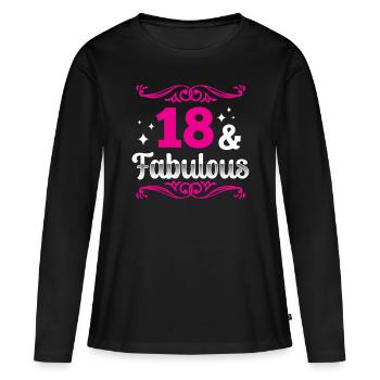18 et fabuleux dix-huit ans - T-shirt manches longues Premium bio Femme - noir - Devant - Julia (174cm)
