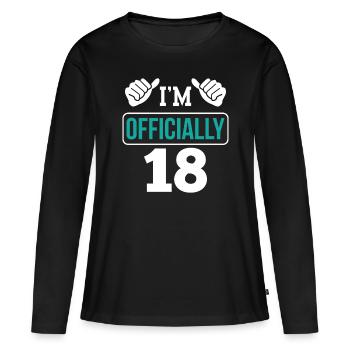 Je suis officiellement 18 ans dix-huit fête - T-shirt manches longues Premium bio Femme - noir - Devant - Julia (174cm)