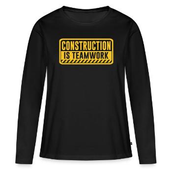 Le travail de construction est un travail d’équipe Travail d’équipe Chantier de construction - T-shirt manches longues Premium bio Femme - noir - Devant - Julia (174cm)