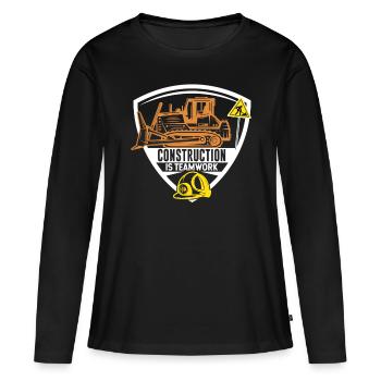 Le travail de construction est un travail d’équipe Construction Travail d’équipe Chantier - T-shirt manches longues Premium bio Femme - noir - Devant - Julia (174cm)