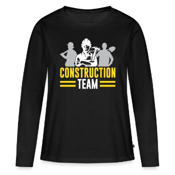 Équipe de construction Travail d’équipe Travail d’équipe Travailleurs de la construction - T-shirt manches longues Premium bio Femme - noir - Devant - Julia (174cm)