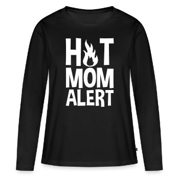Alerte maman chaude - T-shirt manches longues Premium bio Femme - noir - Devant - Julia (174cm)
