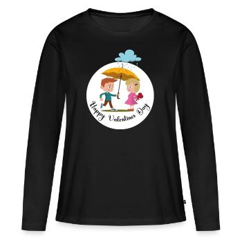 Mädchen Junge romantisch - Frauen Premium Bio Langarmshirt - Schwarz - Vorne - Julia (174cm)