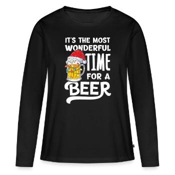C’est le moment le plus merveilleux pour une bière de Noël - T-shirt manches longues Premium bio Femme - noir - Devant - Julia (174cm)