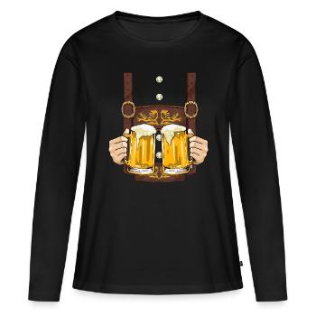 Lederhosen Costume Hommes Prost Beerhumorbière femmes f - T-shirt manches longues Premium bio Femme - noir - Devant - Julia (174cm)
