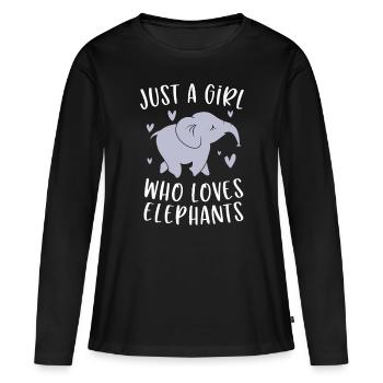 Just A Girl Who Loves Elephants Funny Elephant Gif - Women's Premium Organic Long Sleeve Shirt - black - Front - Julia (174cm)