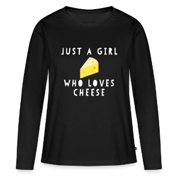 Juste une fille qui aime le fromage Drôles de femmes Sayche - T-shirt manches longues Premium bio Femme - noir - Devant - Julia (174cm)