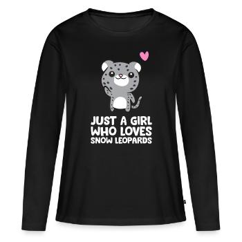 Juste une fille qui aime les léopards des neiges - T-shirt manches longues Premium bio Femme - noir - Devant - Julia (174cm)
