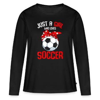 Juste une fille qui aime les jeunes filles de football - T-shirt manches longues Premium bio Femme - noir - Devant - Julia (174cm)