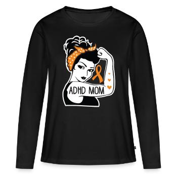Maman TDAH pour le Mois de la sensibilisation au TDAH - T-shirt manches longues Premium bio Femme - noir - Devant - Julia (174cm)