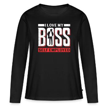 J’aime mon patron indépendant freelance - T-shirt manches longues Premium bio Femme - noir - Devant - Julia (174cm)