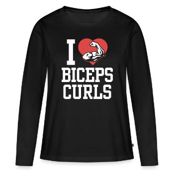 J’adore biceps boucles dictons muscles biceps - T-shirt manches longues Premium bio Femme - noir - Devant - Julia (174cm)