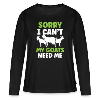 Malheureusement, mes chèvres n’ont pas besoin de moi animal - T-shirt manches longues Premium bio Femme - noir - Devant - Julia (174cm)