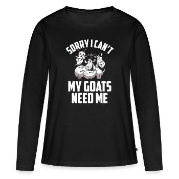 Malheureusement, mes chèvres n’ont pas besoin de moi animal - T-shirt manches longues Premium bio Femme - noir - Devant - Julia (174cm)