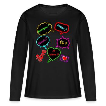 pourquoi quand ou - T-shirt manches longues Premium bio Femme - noir - Devant - Julia (174cm)