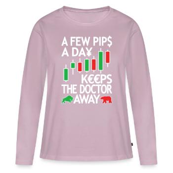 DayTrader Trader Forex Trading Forex Trading - T-shirt manches longues Premium bio Femme - rose poudré - Devant - Julia (174cm)