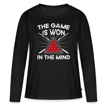Jeu de snooker gagné dans la piscine à 8 balles de billard Mind - T-shirt manches longues Premium bio Femme - noir - Devant - Julia (174cm)