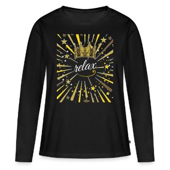 relax 1 - T-shirt manches longues Premium bio Femme - noir - Devant - Julia (174cm)
