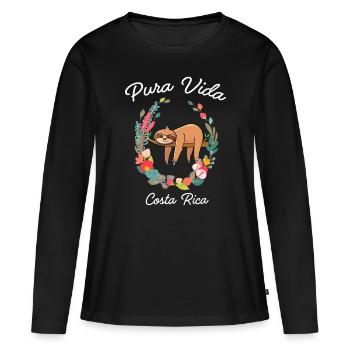 Costa Rica Pura Vida Slotharytrendytropicalaestheticb - T-shirt manches longues Premium bio Femme - noir - Devant - Julia (174cm)