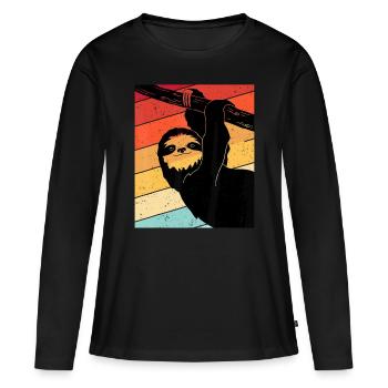 Retro Sloth idea, Kids Sloth T idea, Cute Sloth Lo - Women's Premium Organic Long Sleeve Shirt - black - Front - Julia (174cm)