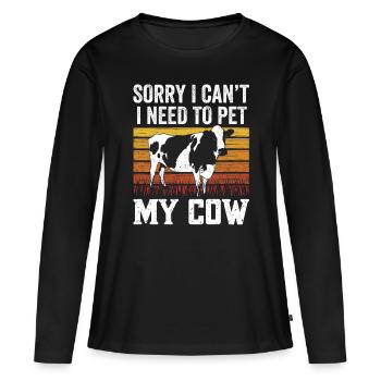 Ne puis-je pas avoir à caresser mes vaches - T-shirt manches longues Premium bio Femme - noir - Devant - Julia (174cm)