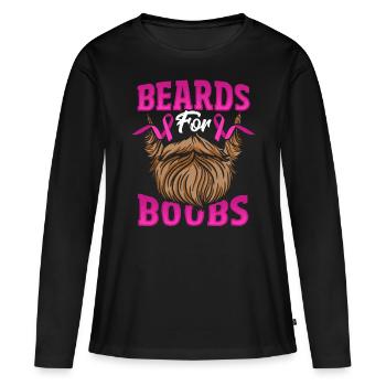 Barbes pour seins Sensibilisation au cancer du sein Rose - T-shirt manches longues Premium bio Femme - noir - Devant - Julia (174cm)