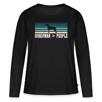 Doberman > humains Dobermans Doberman chiens - T-shirt manches longues Premium bio Femme - noir - Devant - Julia (174cm)