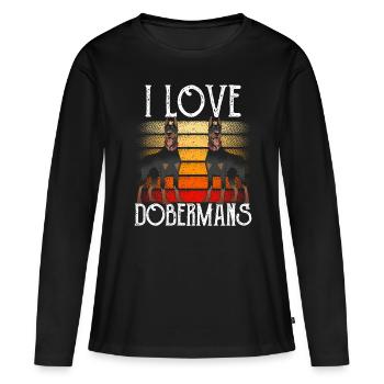 J’aime les dobermans chiens doberman doberman - T-shirt manches longues Premium bio Femme - noir - Devant - Julia (174cm)