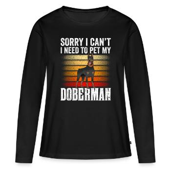 Ne puis-je pas avoir à caresser mon Doberman - T-shirt manches longues Premium bio Femme - noir - Devant - Julia (174cm)
