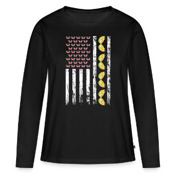 Mascarade de carnaval américain Mardi Gras - T-shirt manches longues Premium bio Femme - noir - Devant - Julia (174cm)