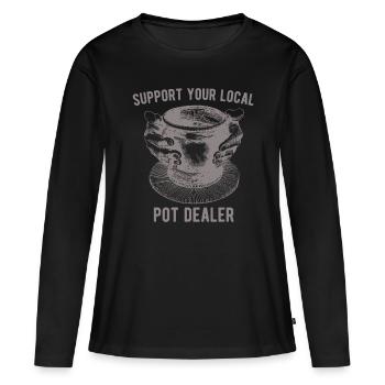 Support your local Pot Pottery Dealer for Makerpo - Women's Premium Organic Long Sleeve Shirt - black - Front - Julia (174cm)