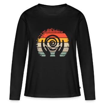 Ceramic Design Retro Kiln It pour femmes Pottery Log - T-shirt manches longues Premium bio Femme - noir - Devant - Julia (174cm)