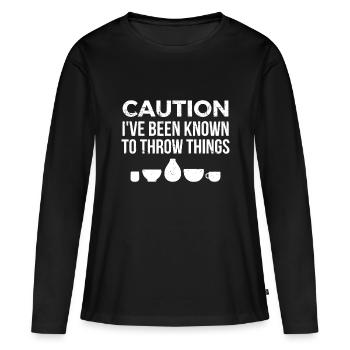 Drôles de céramique de poterie que j’ai été connu pour jeter - T-shirt manches longues Premium bio Femme - noir - Devant - Julia (174cm)