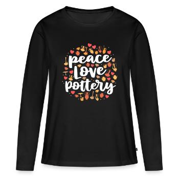 Peace Love Pottery idée pour femmes pots cadeau Cerami - T-shirt manches longues Premium bio Femme - noir - Devant - Julia (174cm)