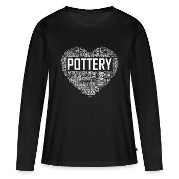 Fier cœur de poterie en argile pour céramique - T-shirt manches longues Premium bio Femme - noir - Devant - Julia (174cm)